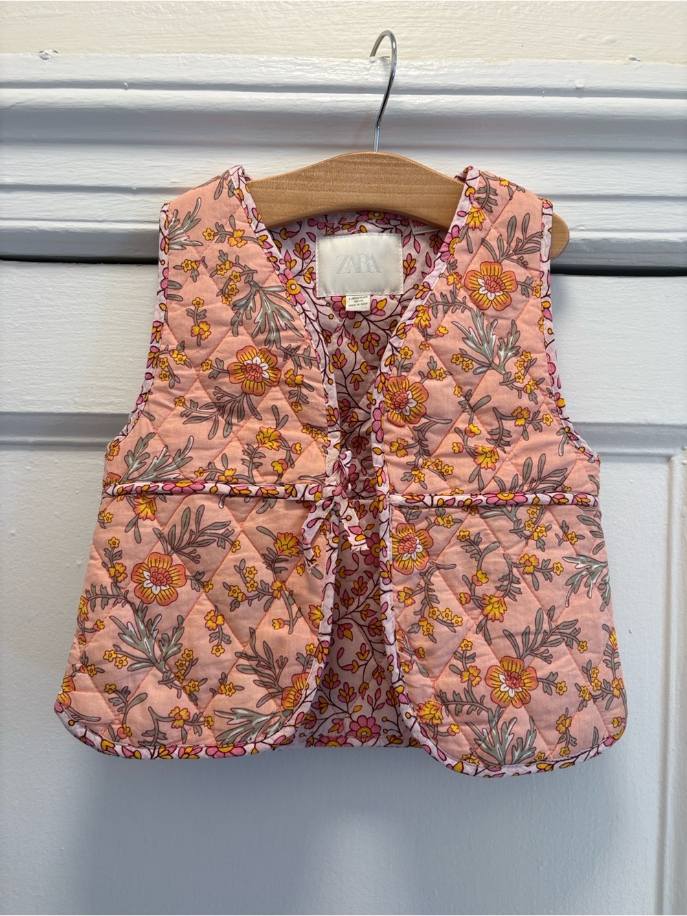 Zara Kids - Peach Floral Tank Top with Yellow Accents